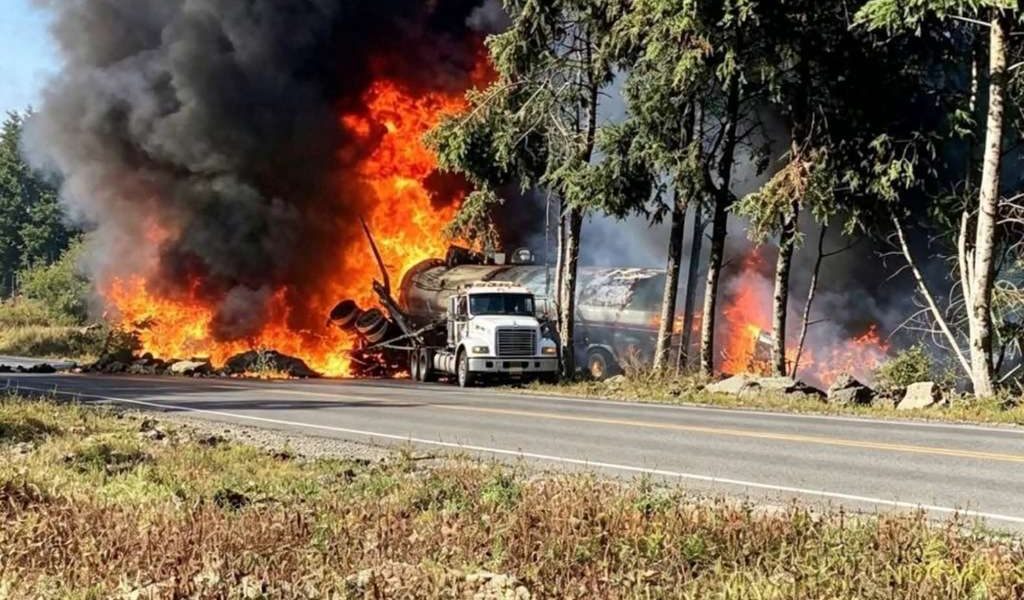 Pipa arde y explota en la Xalapa-Perote. Pipa arde y explota en la Xalapa-Perote.