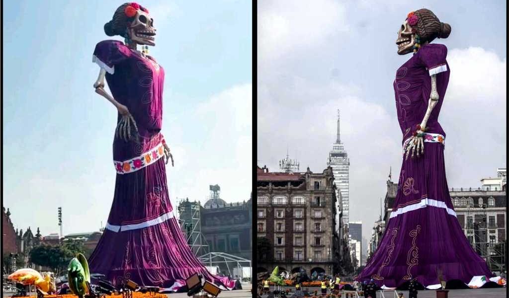 Una Catrina de 32 metros domina el Zócalo capitalino. Una Catrina de 32 metros domina el Zócalo capitalino.