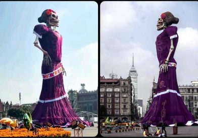 Una Catrina de 32 metros domina el Zócalo capitalino. Una Catrina de 32 metros domina el Zócalo capitalino.